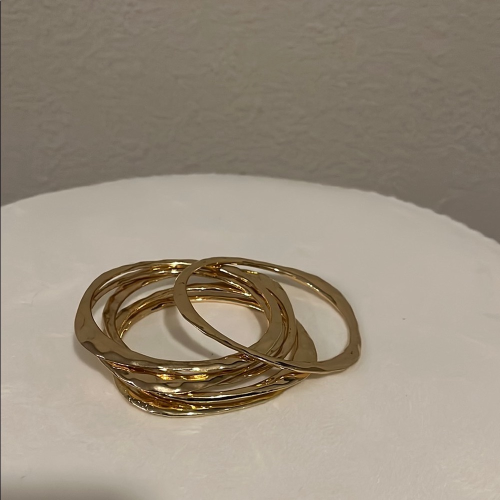 Gold Minimalist Bracelet Set (6 Bangles) - Picture 6 of 6